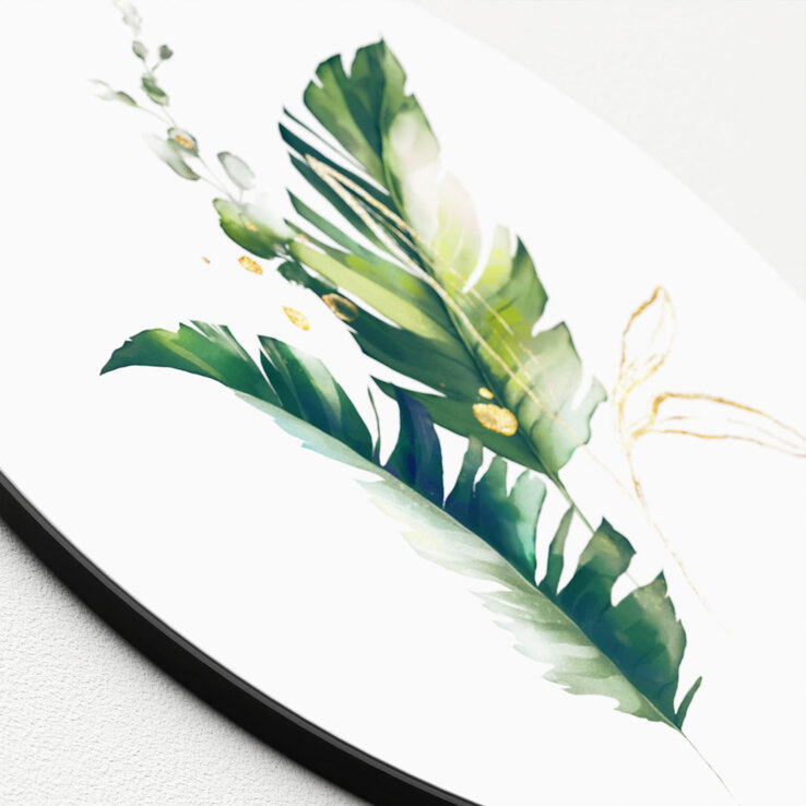 PRO ART Glas-Art Bild WATERCOLOUR PALM LEAVES I Ø 30 cm mehrfarbig