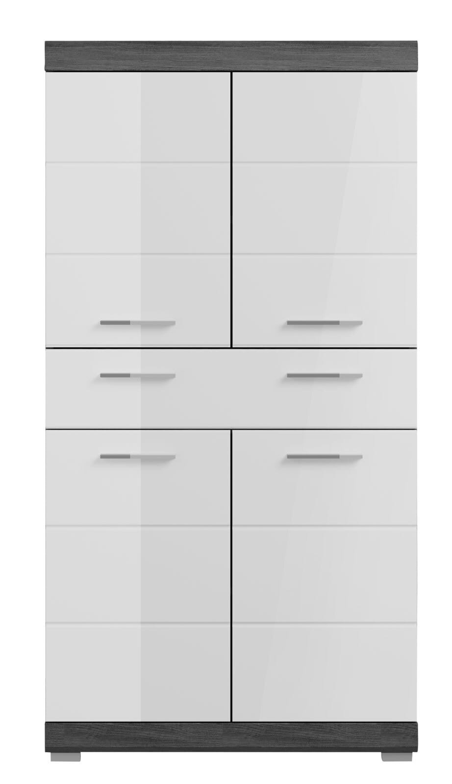 Highboard SCOUT 74 x 141 cm grau/ weiß Hochglanz