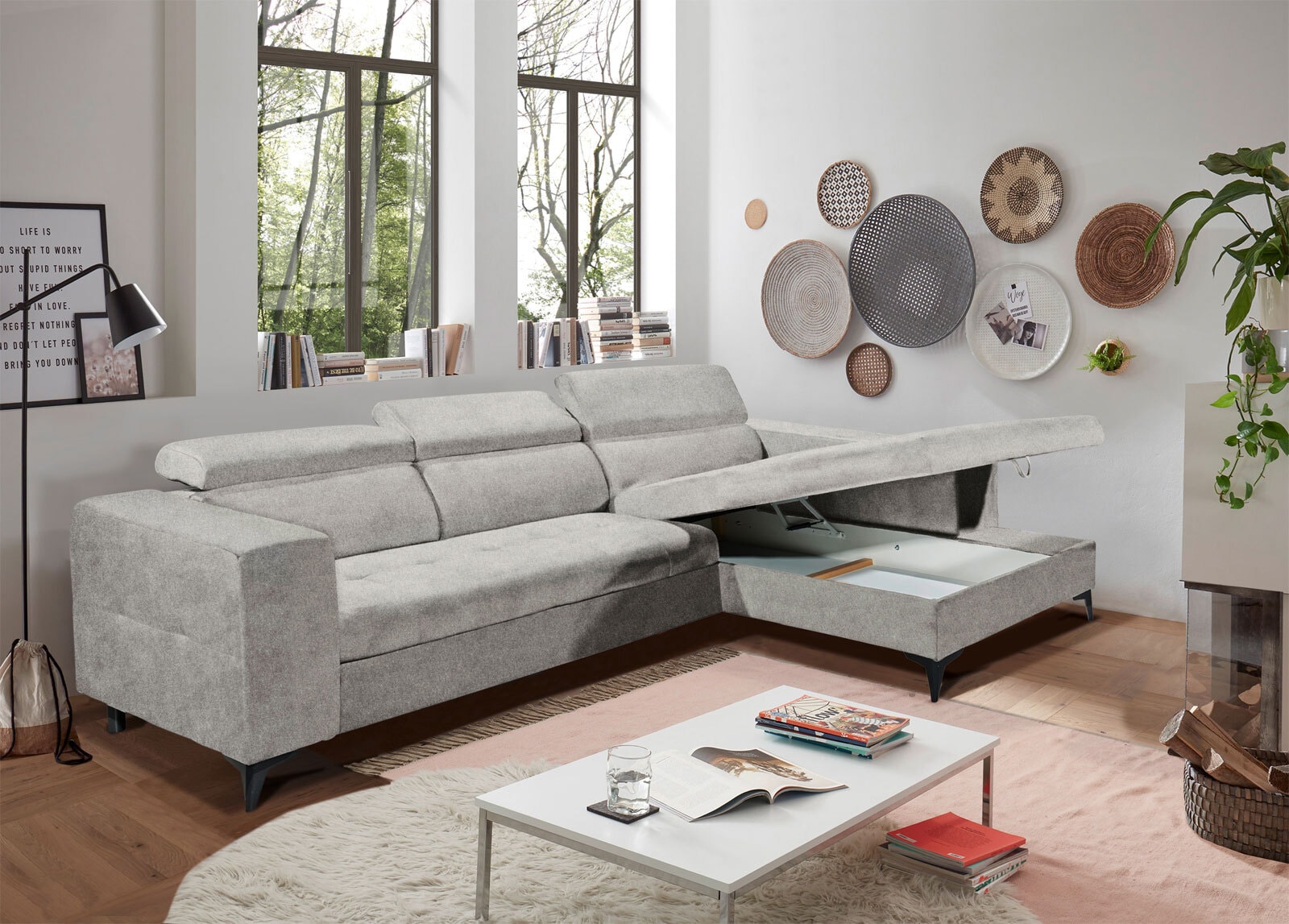 Ecksofa LIV'IN PRAG 282 x 195 cm grau