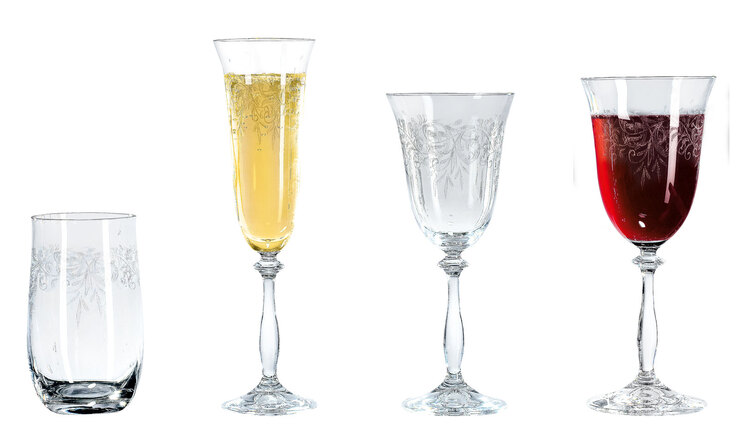 BOHEMIA SELECTION Rotweinglas ROMANCE 6er Set - je 350 ml