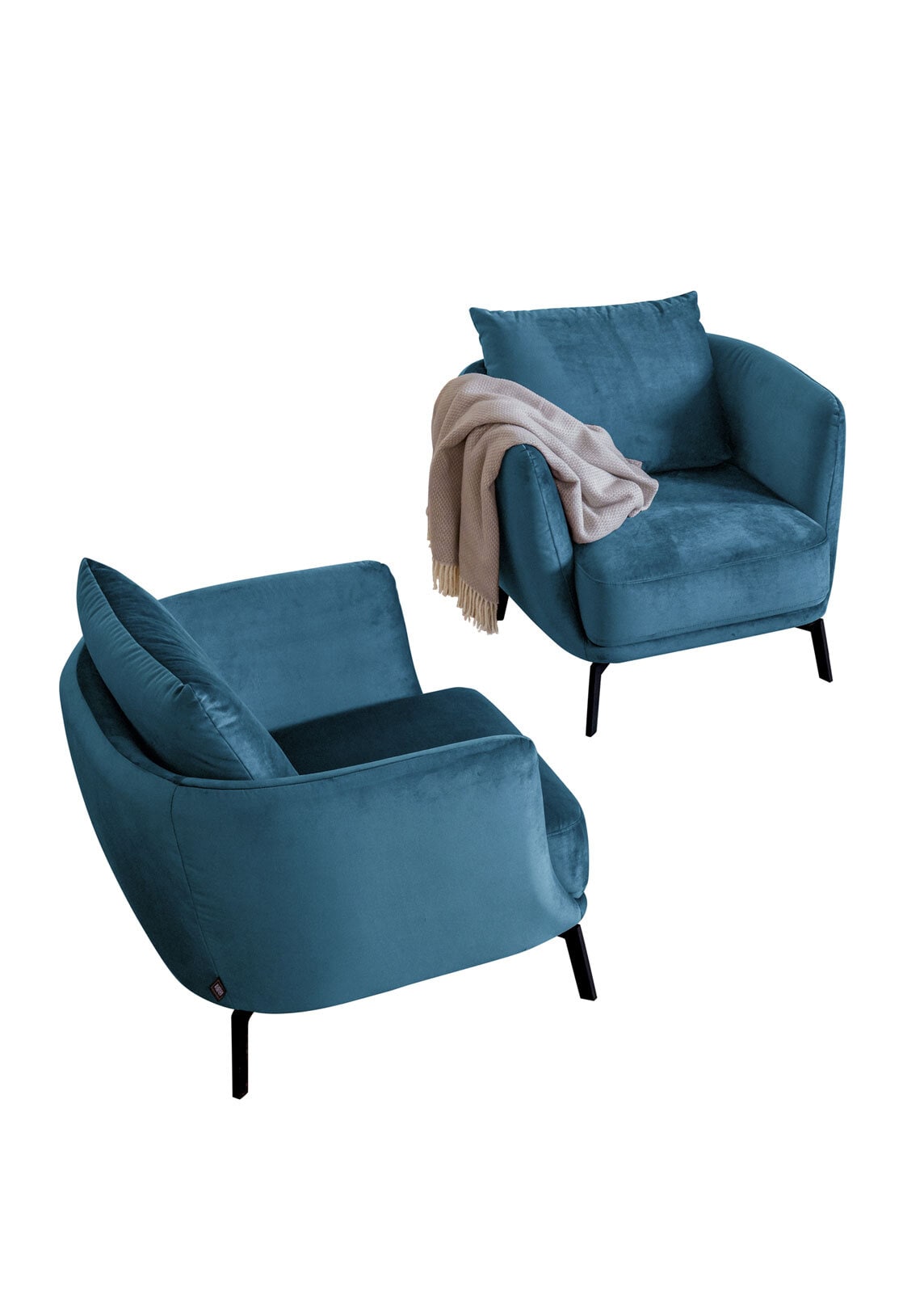 SCHÖNER WOHNEN-Kollektion Sessel PEARL Stoff Velvet blau-grau