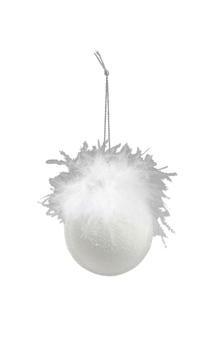 casaNOVA Weihnachtskugel 6 cm weiß mit Feder