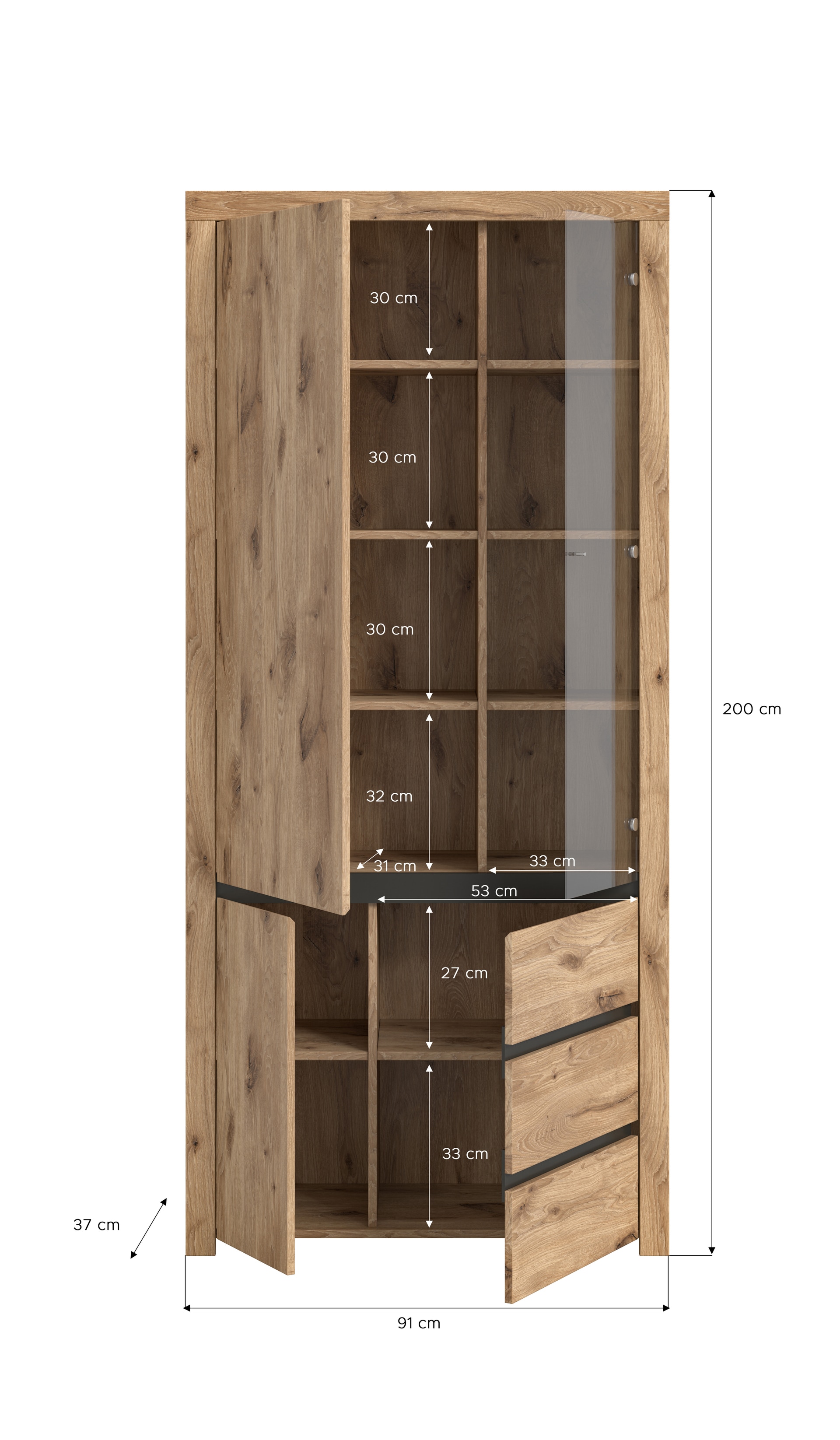 Vitrine WOODY 91x200 cm Braun