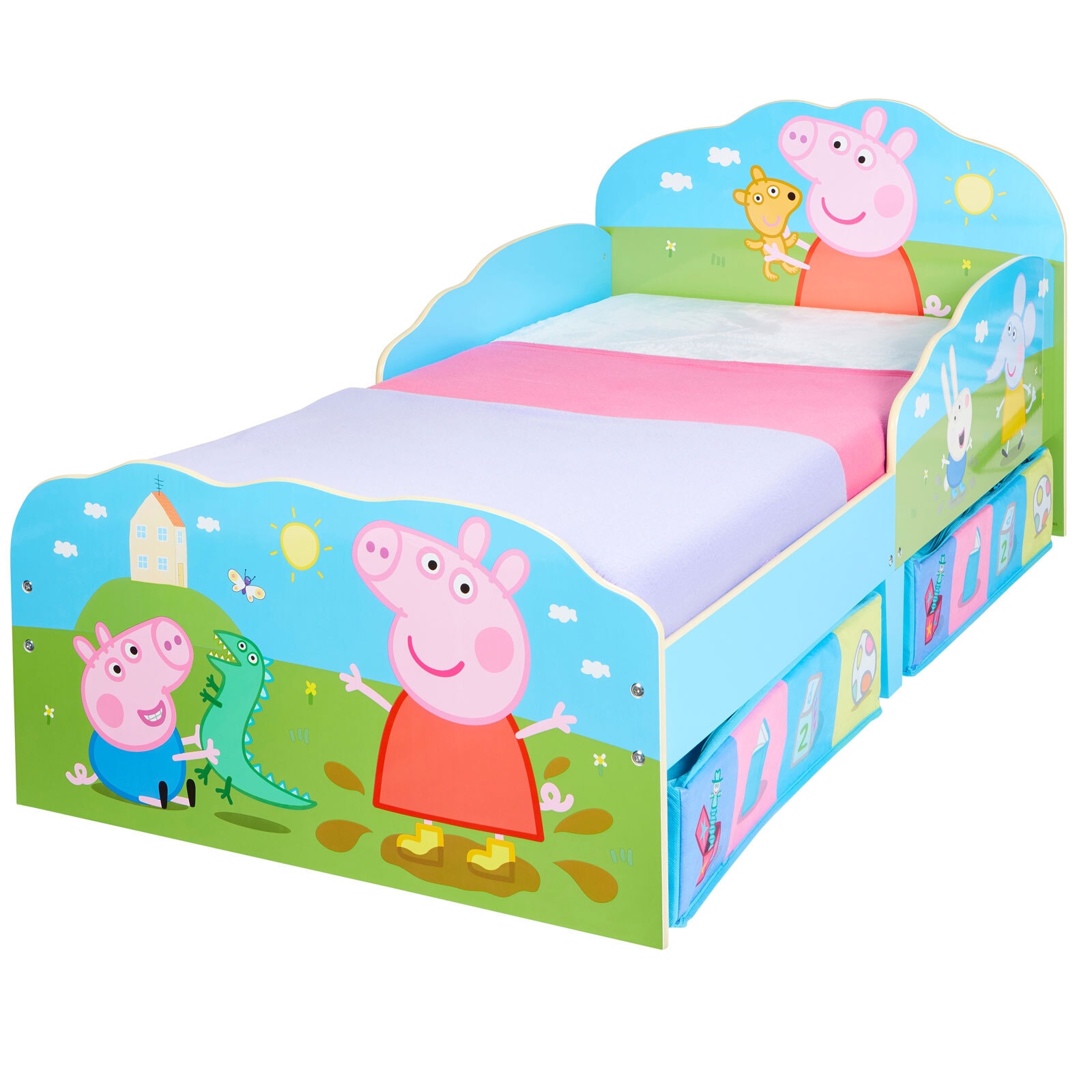 moose Klein-Kinderbett PEPPA PIG 70 x 140 cm blau/ mehrfarbig