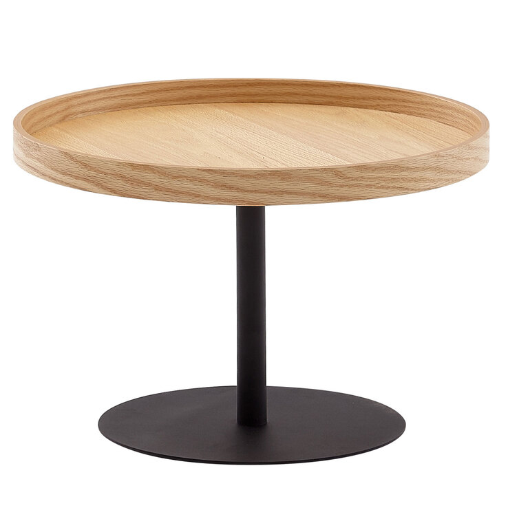 Couchtisch rund 61 cm Schwarz/ Eiche