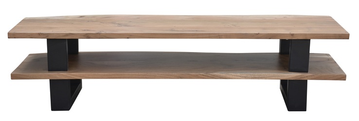Lowboard 140 x 36 cm Akazie mit Baumkante natur/schwarz