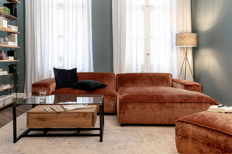 BOHOME Ecksofa KIRK Cord Levis copperbraun
