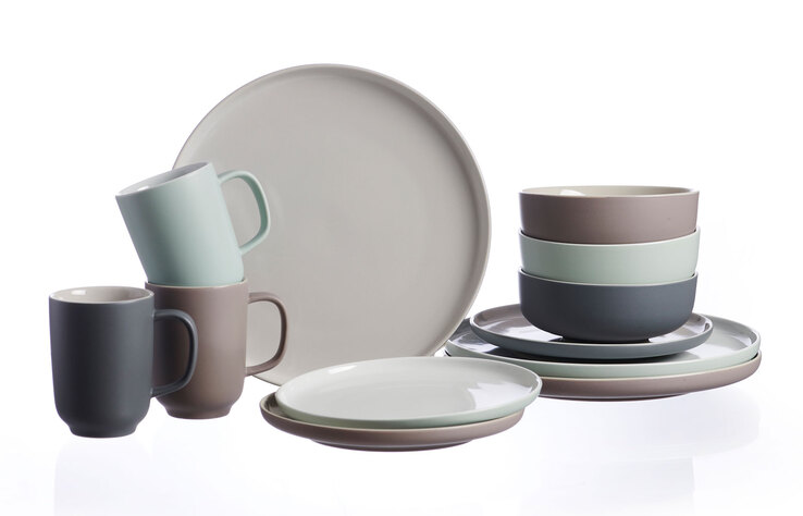 Ritzenhoff & Breker Dessertteller JASPER 6er Set grau/ weiß