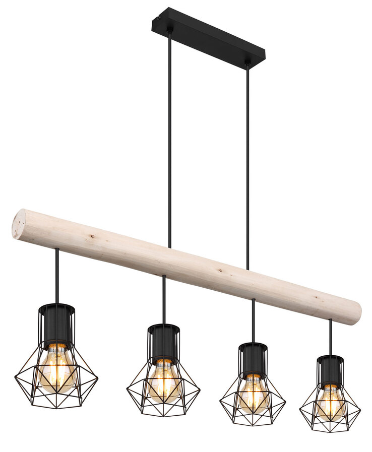 GLOBO Retrofit Balkenpendel PRISKA 82 cm Holz /schwarz