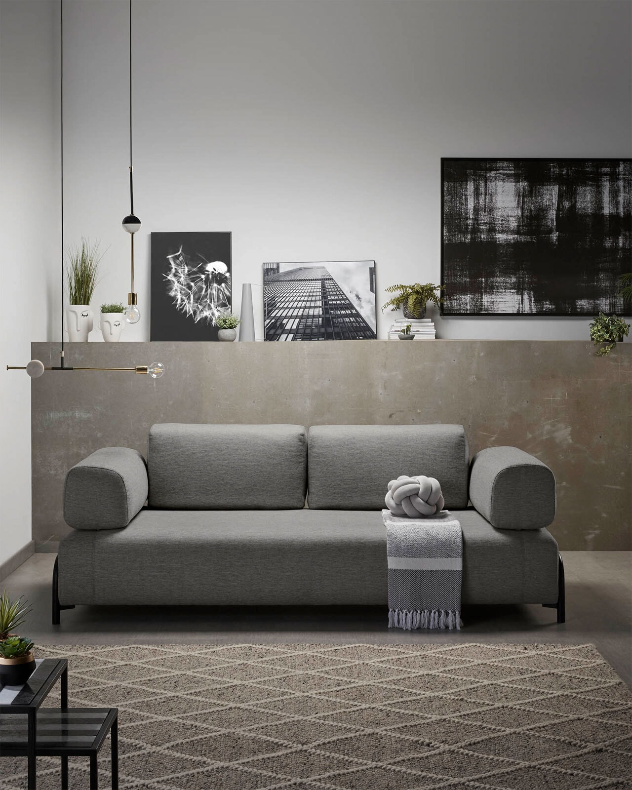 Kave Home Sofa 3-Sitzer COMPO AL dunkelgrau