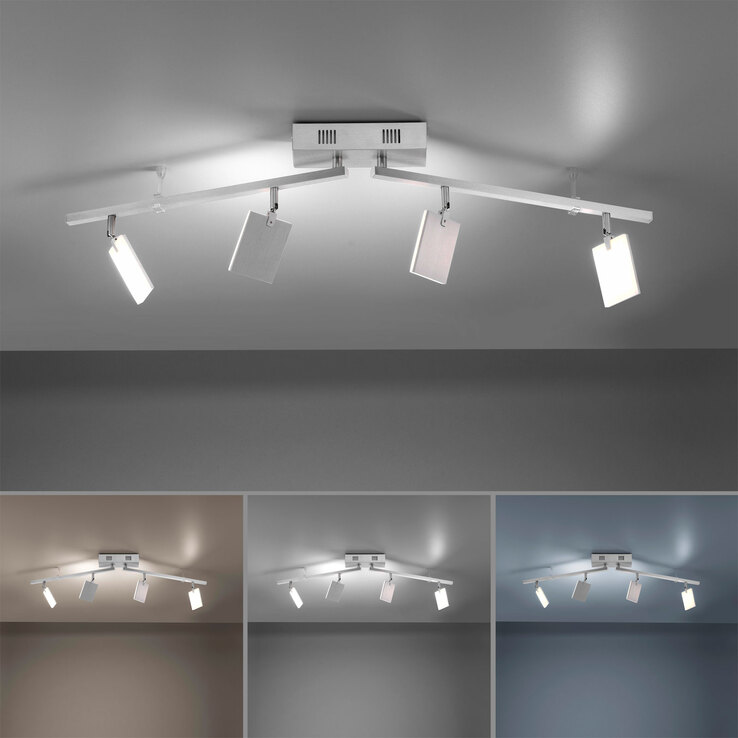 Paul Neuhaus LED Deckenlampe mit 4 Spots PURE-MIRA alufarbig