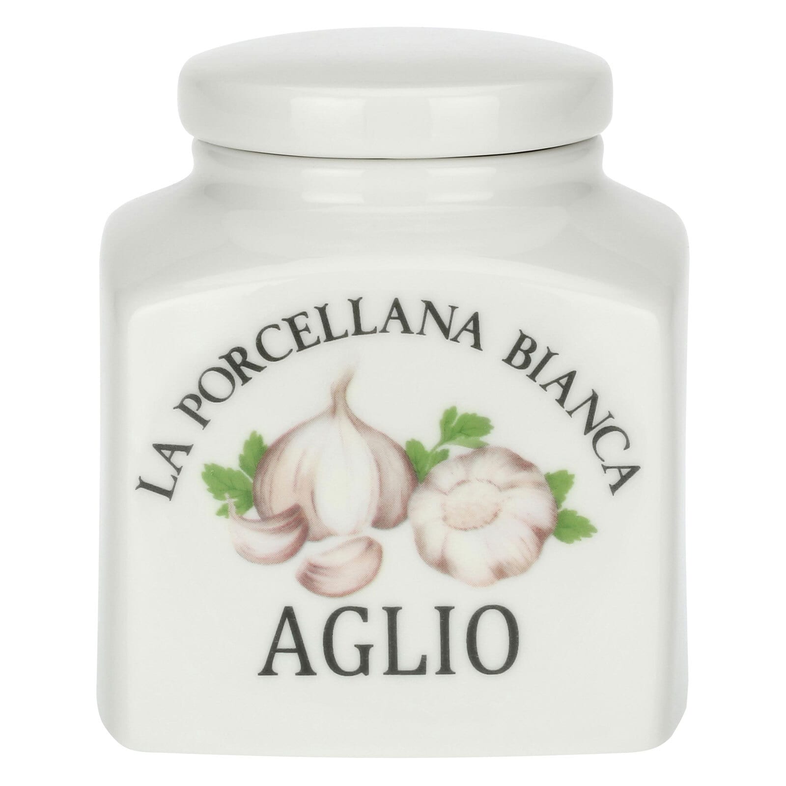 LA PORCELLANA BIANCA Aufbewahrungsdose CONSERVA Aglio 10,5 cm Porzellan weiß