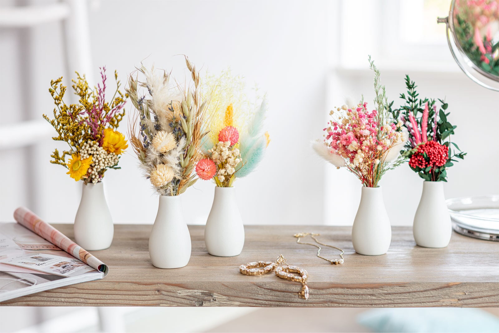 chic.mic Vase mit Trockenblumen DRIED SUNFLOWER