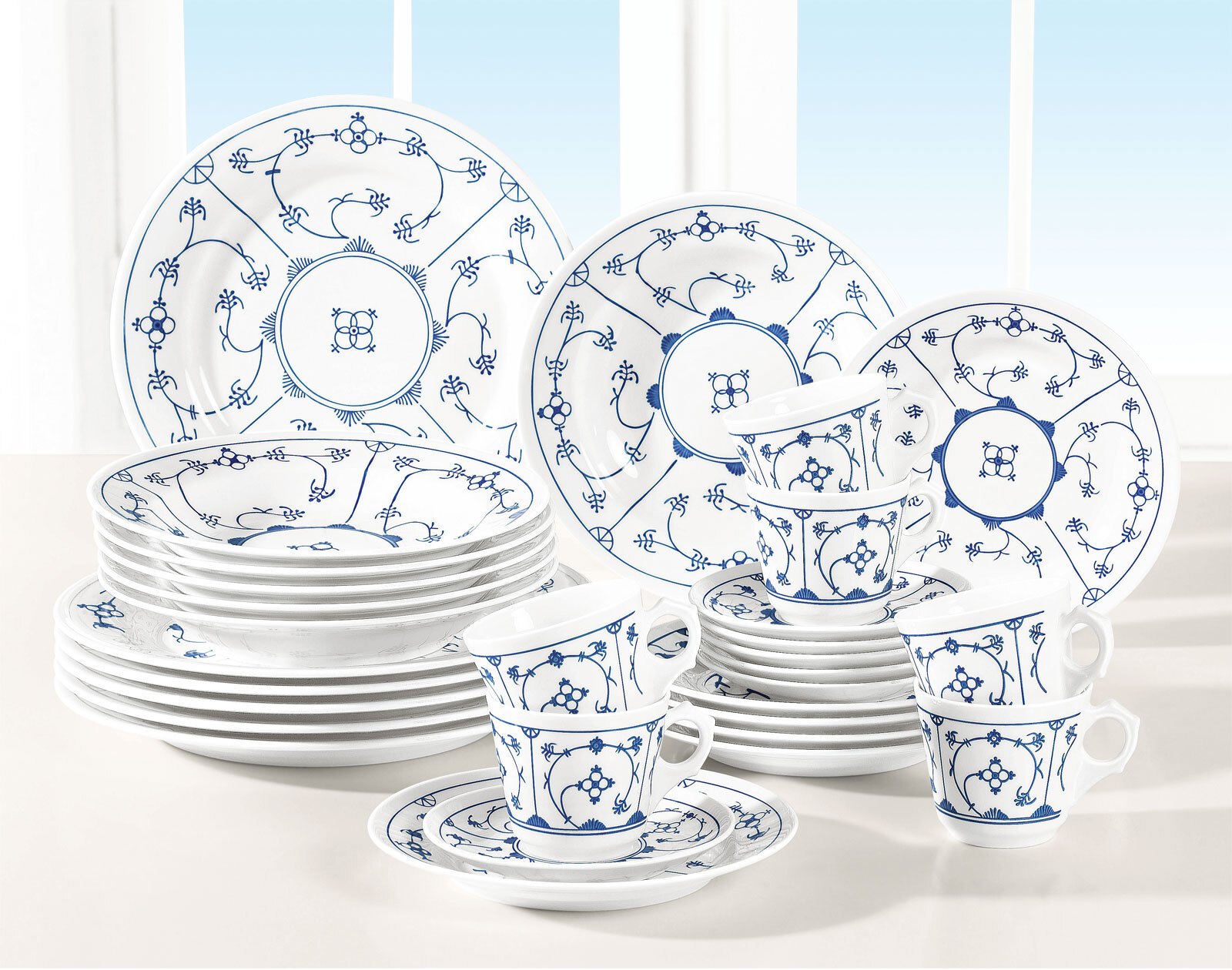 KAHLA Dessertteller TRADITION BLAU SAKS 6er Set weiß/ blau