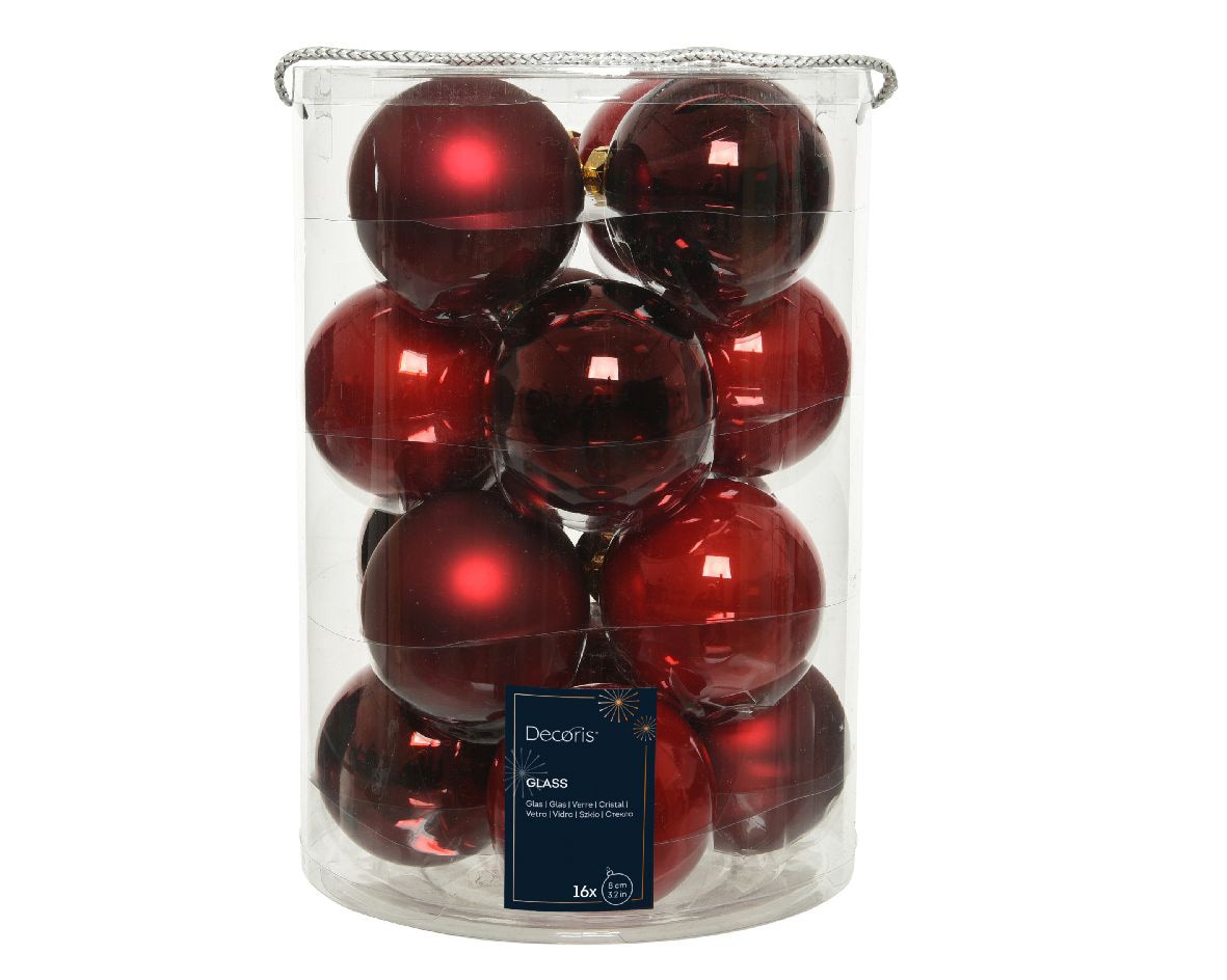 casaNOVA Weihnachtskugel Set 16-tlg rot je 8 cm