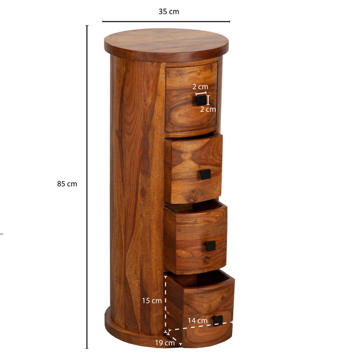 Sideboard rund 85 x 35 cm Sheesham Massivholz