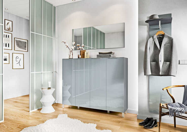 vito Schuhschrank SIRIANO 160 x 127 cm silbergrau/ anthrazit