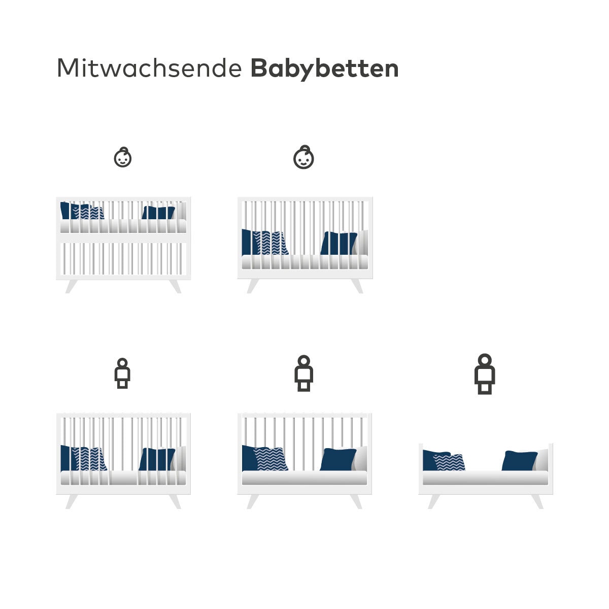 Kinderbett ALMA Pinie weiß/ grau