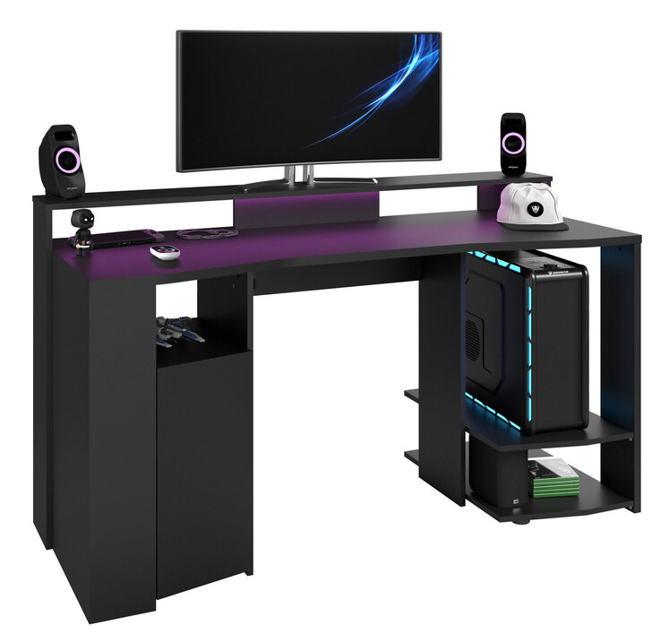 Parisot Gamertisch und Regale mit LED Beleuchtung schwarz