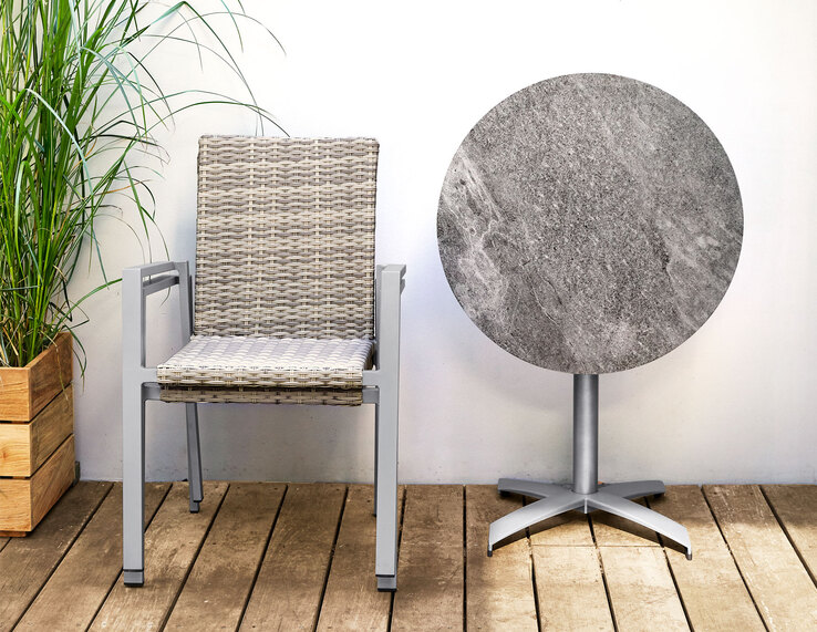 Garden FLAIR Garten Bistrotisch rund LEA 70 cm silberfarbig