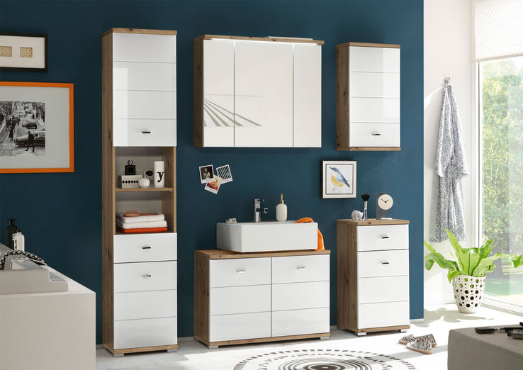 Hochschrank POOL Artisan Eiche/ weiß