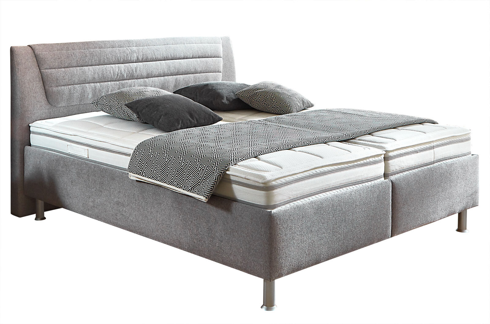 SYSTEMPOLSTER sleep Polsterbett ALESSANDRIA 180 x 200 cm silber