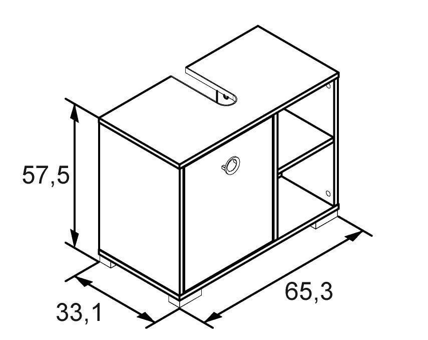 Waschbeckenunterschrank KIMI 65,3 x 57,5 cm kreideweiß/ Taubenblau