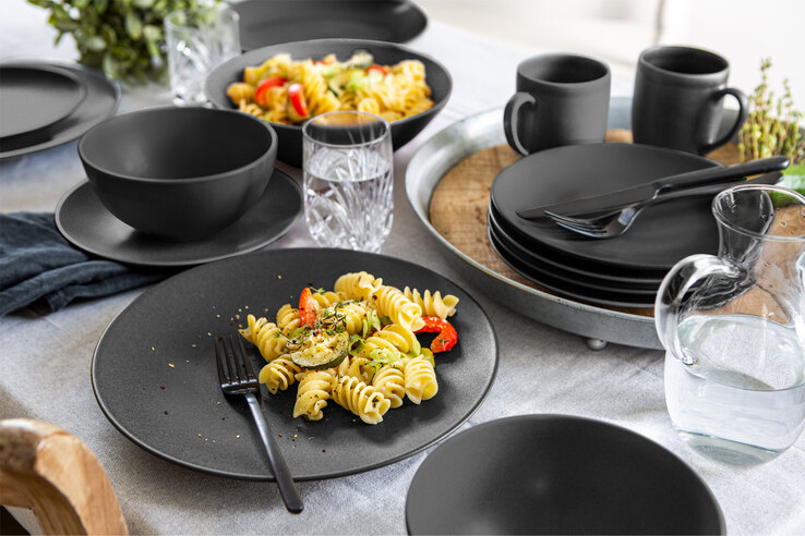 CreaTable Pastateller SOFT TOUCH 6er Set schwarz matt