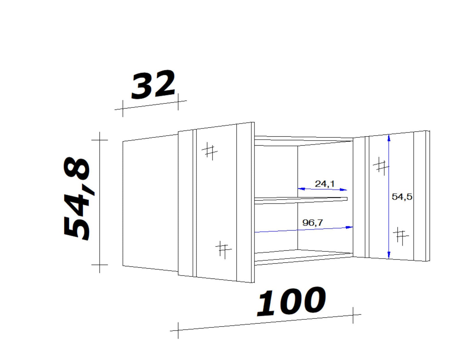 Küchen Oberschrank WITO 100 cm weiß