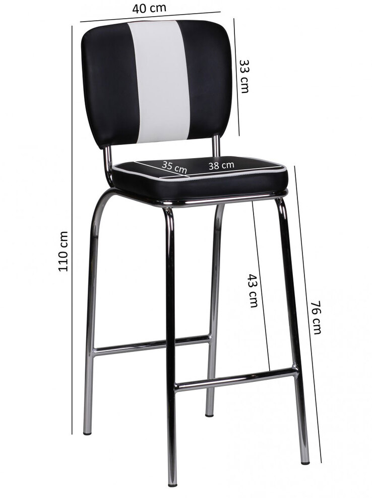 Barhocker Lederlook schwarz/weiß