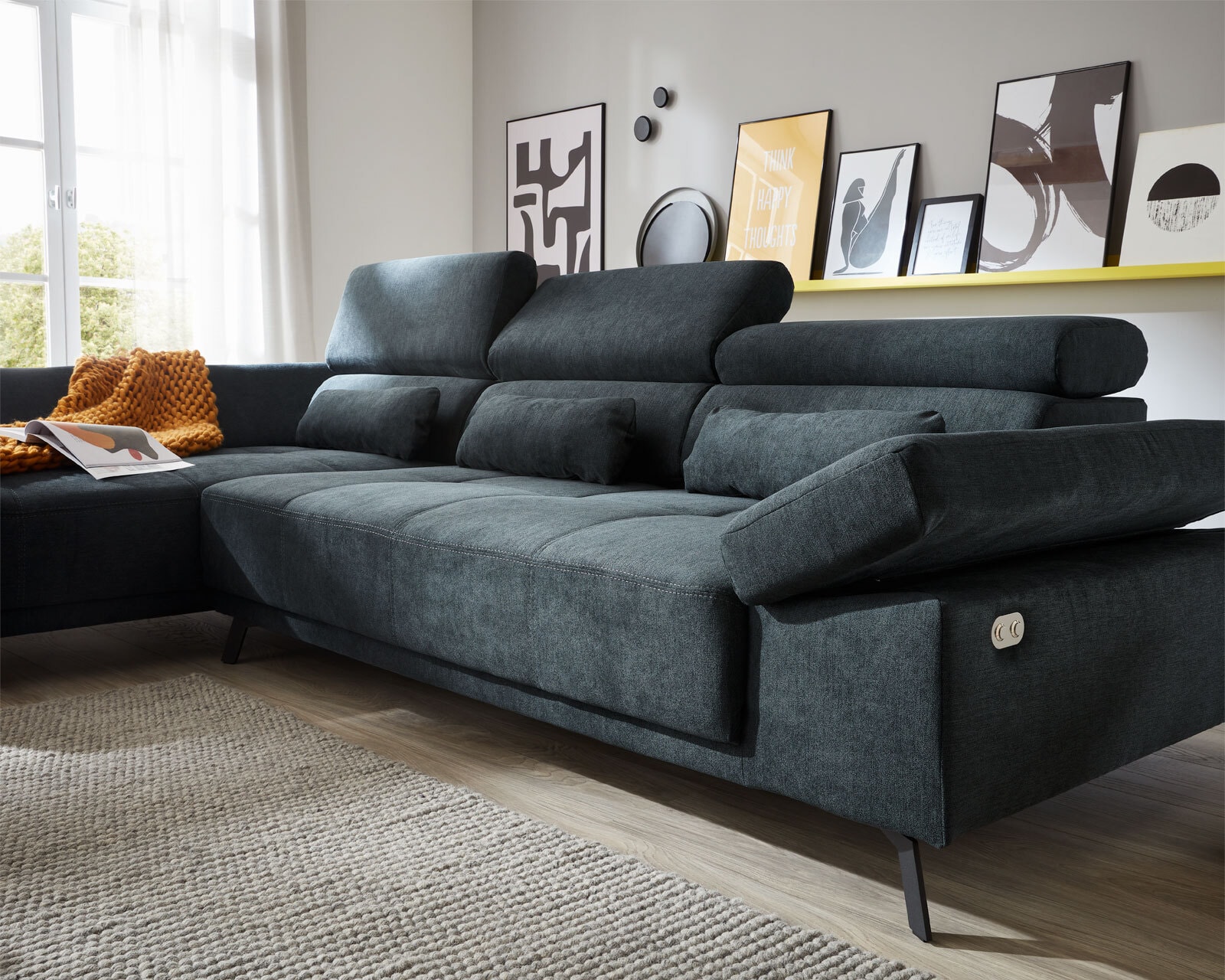 Ecksofa DENIA F 192 x 309 cm dunkelgrau