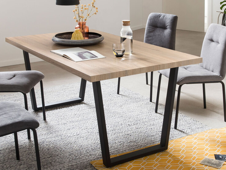 CASAVANTI Esstisch 160 x 90 cm Sonoma Eiche/schwarz