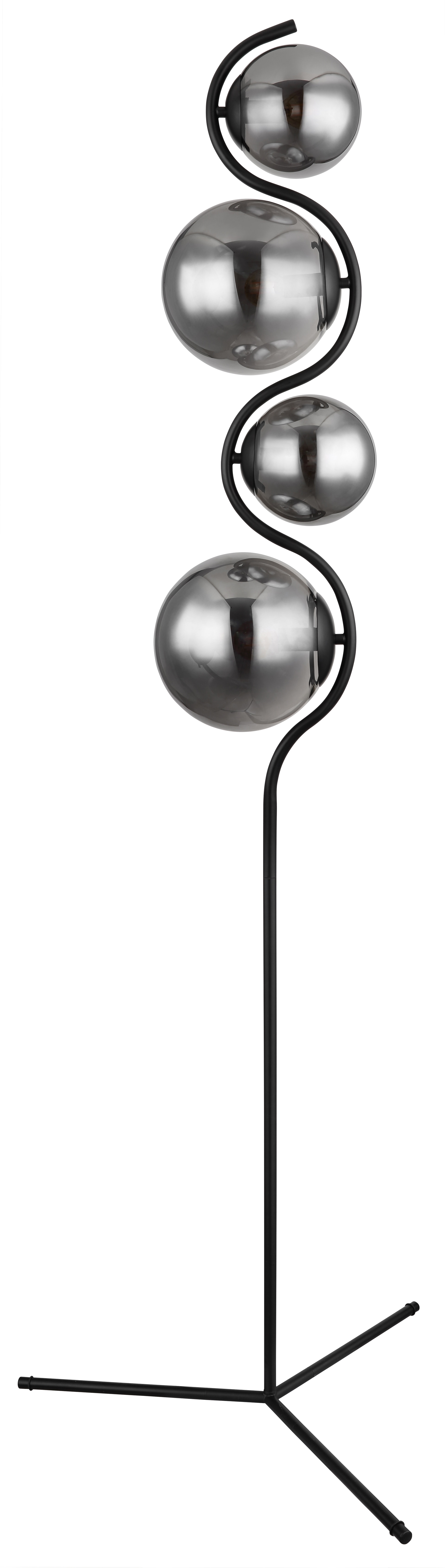 GLOBO Retrofit Stehlampe PORRY 4-flg schwarz /rauchfarbig