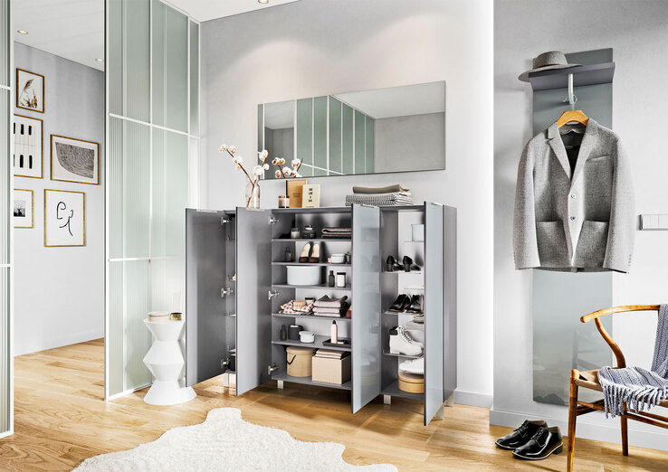 vito Schuhschrank SIRIANO 160 x 127 cm silbergrau/ anthrazit