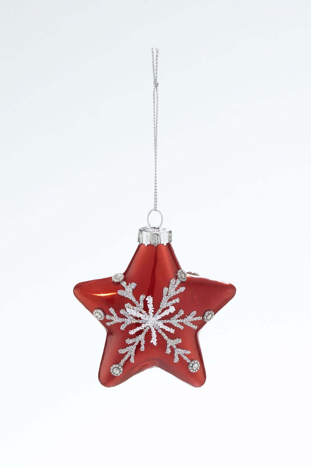 casaNOVA Weihnachtsbaumschmuck Stern NORDISCHER WINTER 8 cm rot /weiß