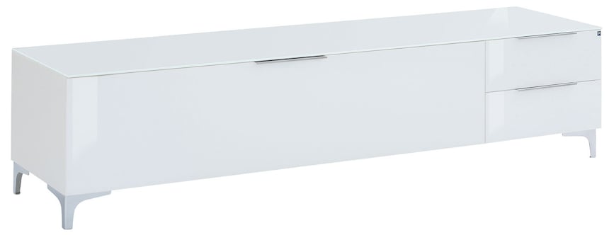 TV-Möbel Lowboard 180 cm Metall Weiß mit Glas