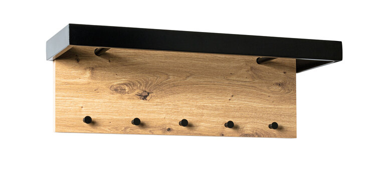 Wandgarderobe 70 x 24 cm Schwarz/ Eiche