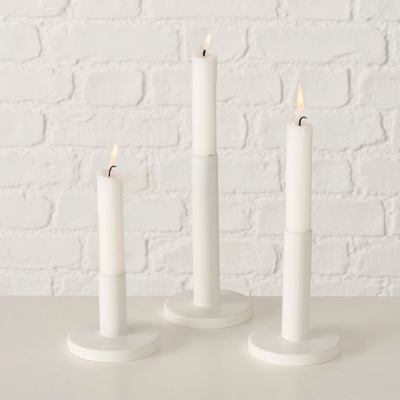 Kerzenständer Set MALKO 3-teilig weiß