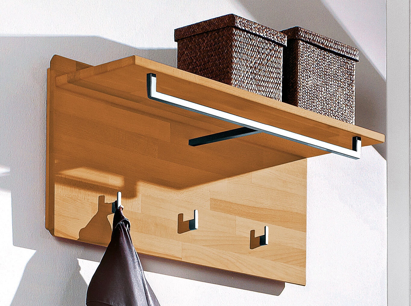 VALMONDO Wandgarderobe POUR 80 x 36 cm Kernbuche massiv