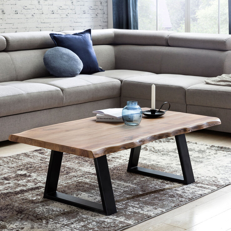 Couchtisch 115 x 60 cm Akazie Kufengestell