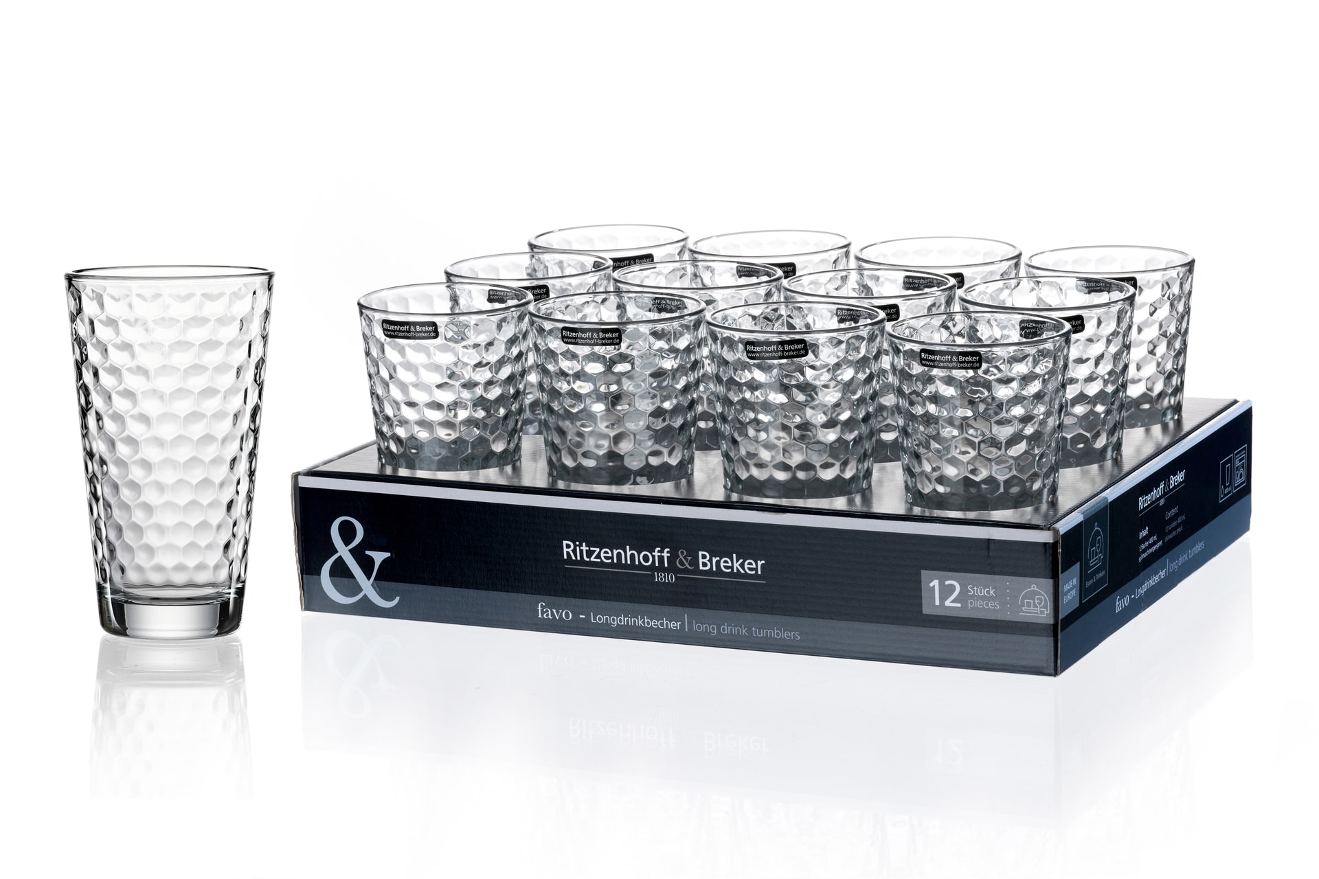 Ritzenhoff & Breker Longdrinkglas FAVO 6er Set 400 ml klar Glas