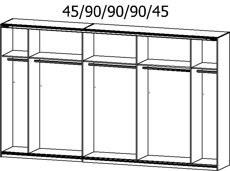 Kleiderschrank KULMBACH 361 x 210 cm Grau metallic/Spiegel mittig