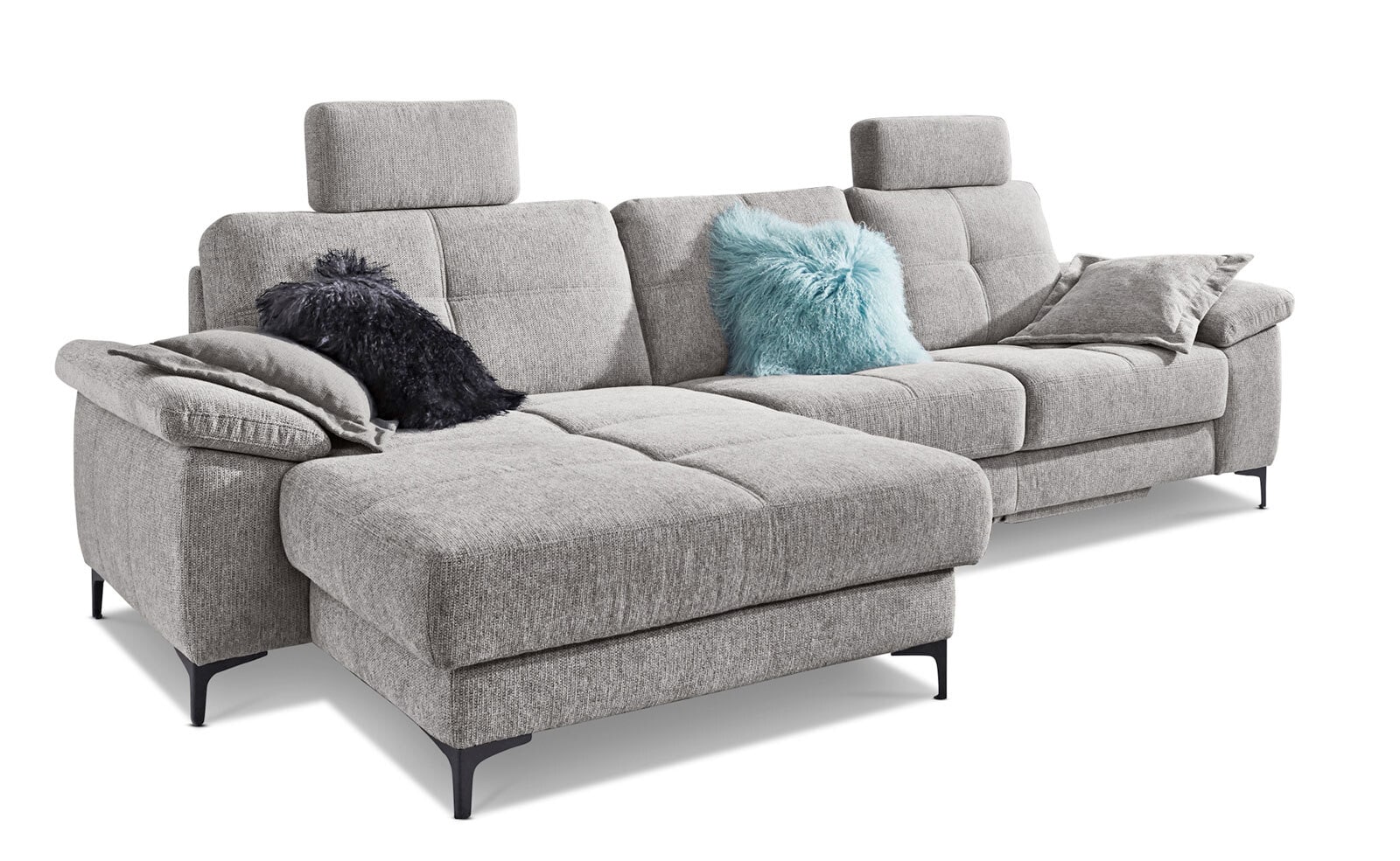 LASCONDO Ecksofa ROMINA SF-L 162 x 296 cm Famous silver