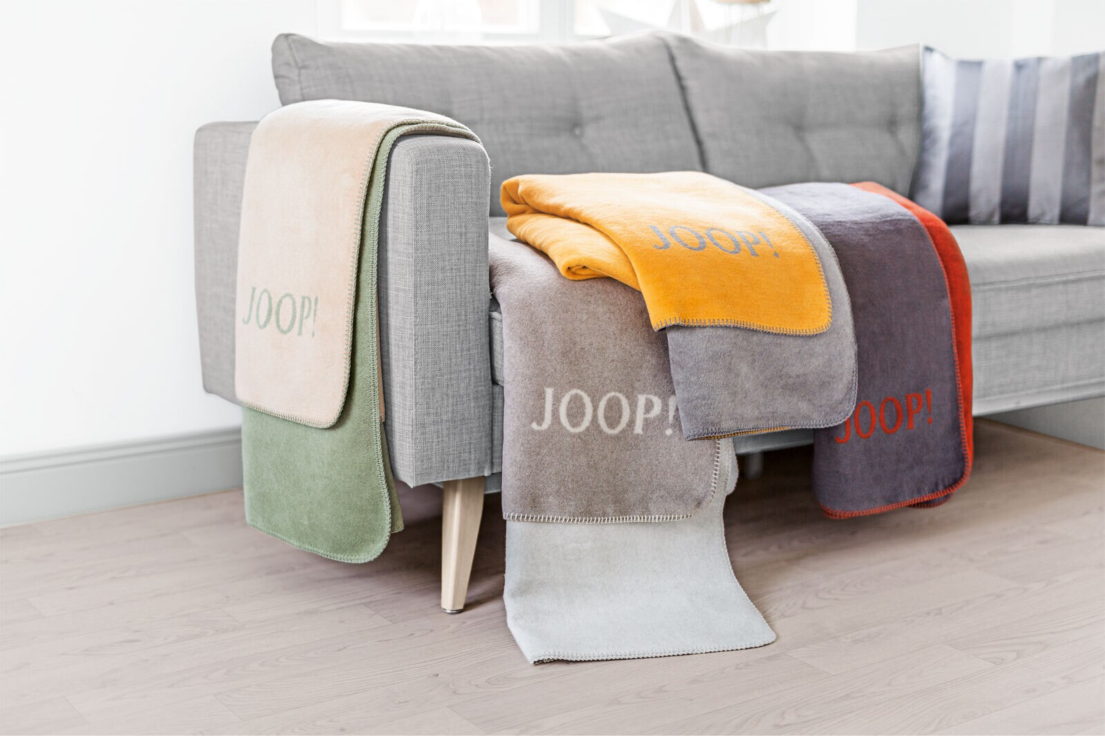 JOOP! Uni-Wohndecke DOUBLEFACE 150 x 200 cm grau/orange