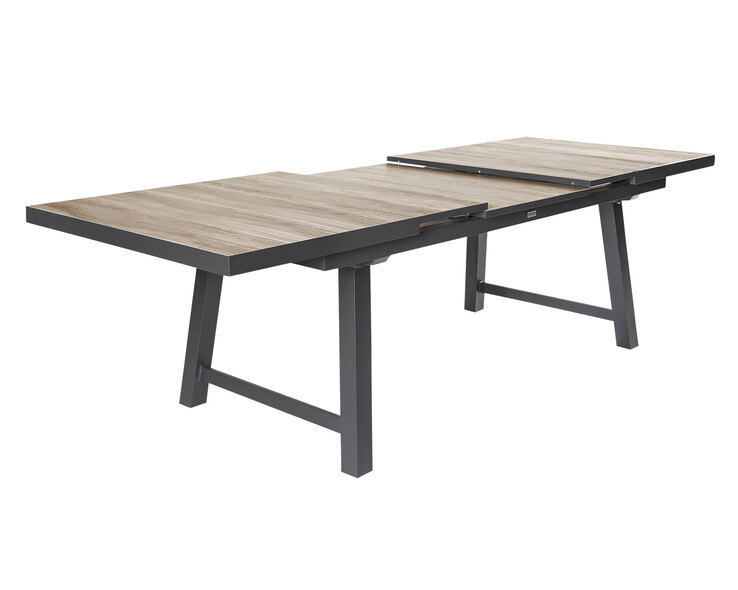 Garden FLAIR Gartentisch LENA A 200-260 x 100 cm anthrazit /Holzoptik braun