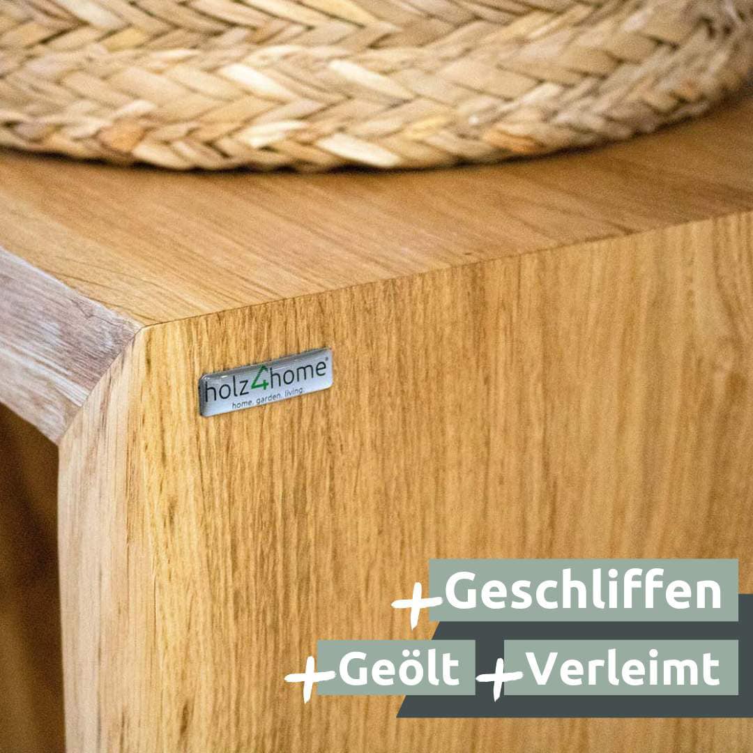 holz4home Massivholzbank 100 x 45 cm Eiche geölt mit Baumkante