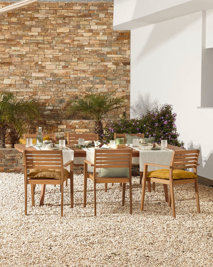 Kave Home Stapelstuhl Garten HANZEL 2er Set naturfarbig