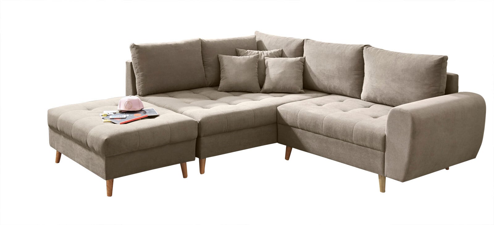 Ecksofa mit Hocker AMALIA L sand