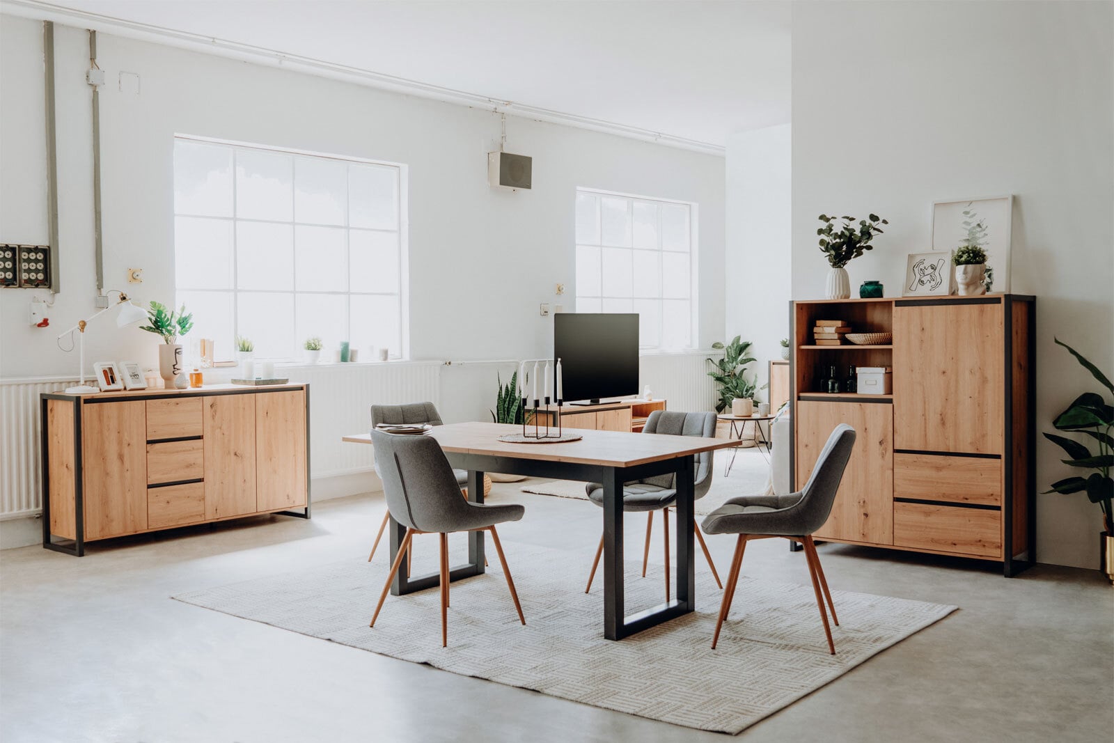 Sideboard DENVER 160 x 88 cm braun/ grau