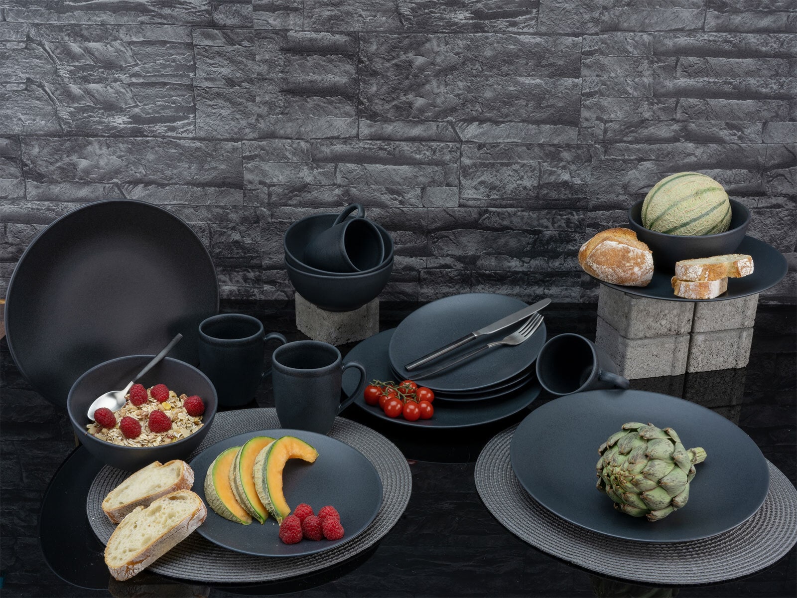 CreaTable Müslischale SOFT TOUCH 6er Set schwarz matt